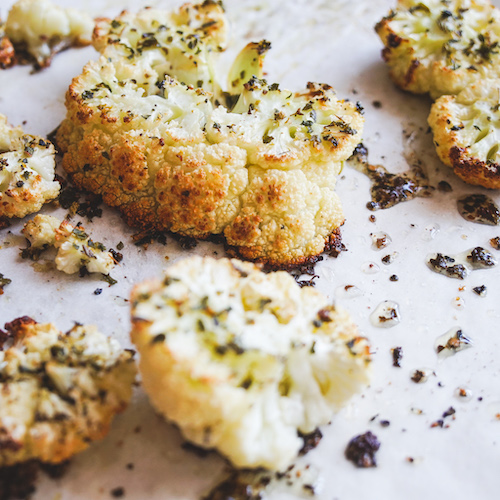 Cauliflower Steaks with Crispy Butter Beans and Pepita Romesco Sauce ...